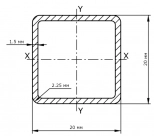 Труба профильная 20х20х1,5 мм. РБ. Цена за 1 м.п.