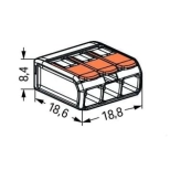 Клемма строительно-монтажная многоразовая. Wago 221-413. 3 отверстия. Германия.