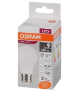 Светодиодная лампа OSRAM 7Вт Е27 4000К. Нейтральный белый свет. РФ.