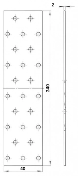 Пластина соединительная PS 40х240мм. Толщина 2мм. РФ.