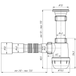 Сифон для мойки 1 1/2"х40 с гибкой трубой 40х40/50 мм. АНИ Грот A0115. РФ.