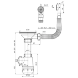 Сифон для мойки 3 1/2"х40 с гибким круг. переливом. АНИ Грот A0142S. РФ.