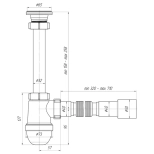 Сифон д/умывальника 1 1/4"х40 с гибкой трубой 40х40/50 мм. АНИ Грот C1015. РФ.