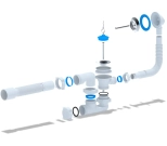 Сифон для ванны 1 1/2"х40 с переливом и гибкой трубой 40х50 мм. АНИ Грот E255. РФ.