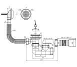 Сифон для ванны 1 1/2"х40 с переливом и гибкой трубой 40х50 мм. АНИ Грот E255. РФ.