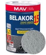 Грунт-эмаль Belakor 15 по ржавчине 3 в 1 молотковая MAV. Серебристая. 1 л. РБ.