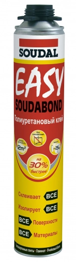 Клей-пена монтажная Soudal Soudabond Easy под пистолет 750 мл. Польша.