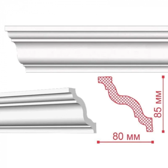 Плинтус потолочный NMC GR. 85х80мм. Длина 2м. РФ.