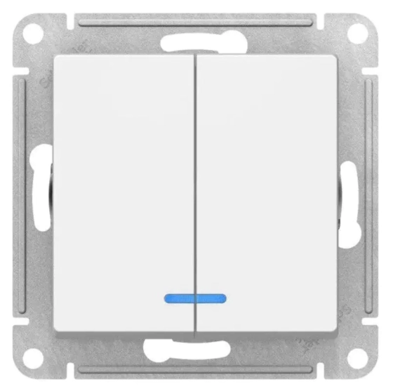 Выключатель двухкл. с подсветкой Schneider Electric AtlasDesign ATN000153. РФ.