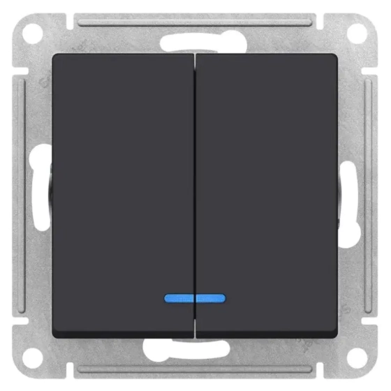 Выключатель двухкл. с подсветкой Schneider Electric AtlasDesign ATN001053. РФ.