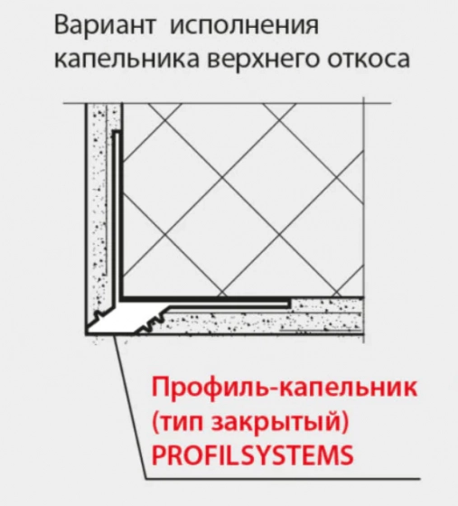 Профиль-капельник ПВХ с сеткой. Длина 2,5 м. Закрытый. РБ.