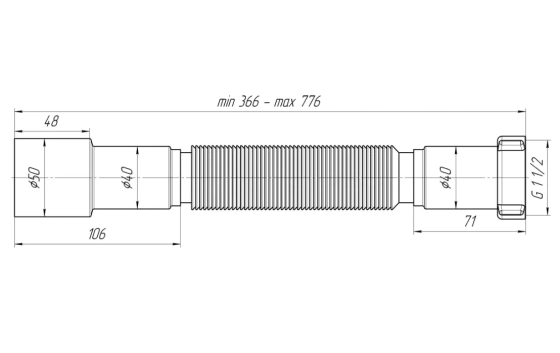 Гибкая труба 1 1/2"х40/50. Ани Пласт K106. РФ.