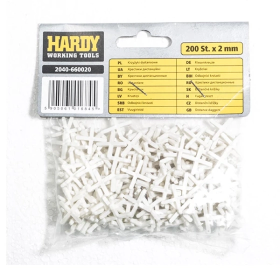 Крестики для плитки Hardy 2 мм. 2040-660020. Пачка 200 шт. Польша.