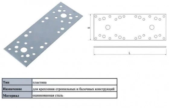 Крепежная пластина КР 180х40мм. Толщина 2мм. РФ.