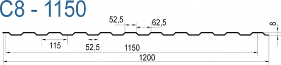 Профнастил оцинкованный С-8 0,35 мм. Длина 2 м. Цвет RAL3005 (красн). РБ.