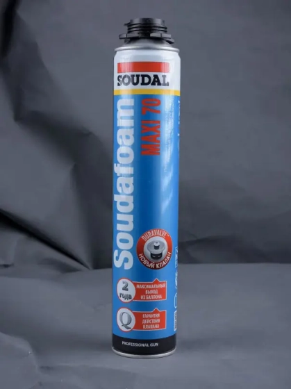 Монтажная пена Soudal Soudafoam Maxi 70 под пистолет 870 мл. Польша.