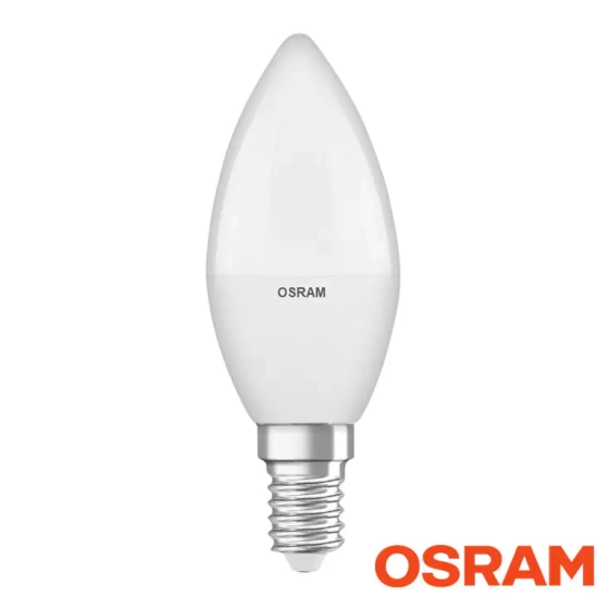 Лампа светодиодная Свеча OSRAM 7Вт Е14 6500К. Холодный дневной свет. РФ.