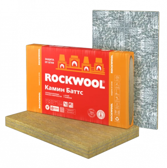 Утеплитель Rockwool Камин Баттс. Толщина 30 мм. В листе 0,6 м.кв. РФ.