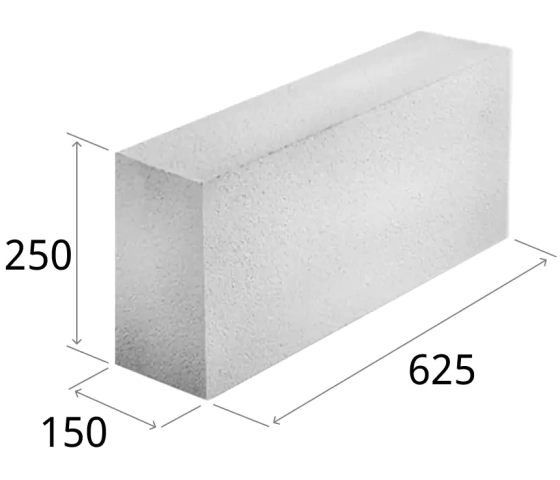 Блок газосиликатный ЗАБУДОВА 625*150*250. РБ. Возможно 10% боя.