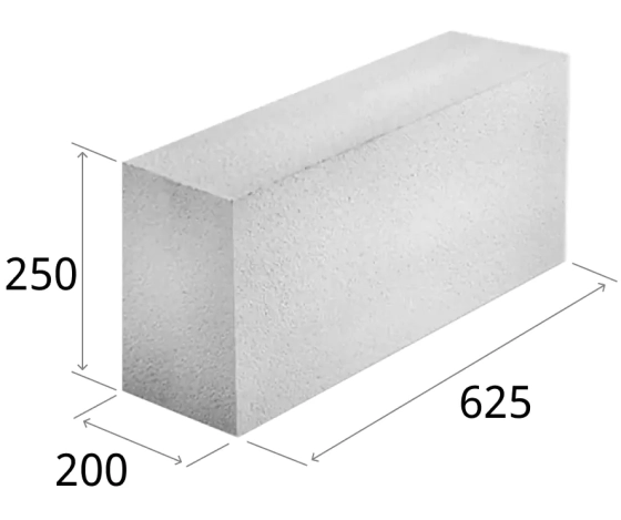 Блок газосиликатный ЗАБУДОВА 625*200*250. РБ. Возможно 10% боя.