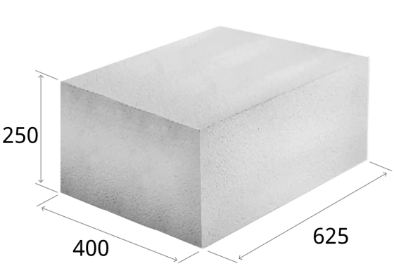 Блок газосиликатный ЗАБУДОВА 625*400*250. РБ. Возможно 10% боя.