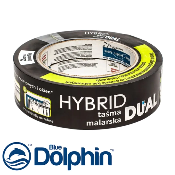 Лента двухсторонняя малярная Blue Dolphin Hybrid dual 19 мм х 25 м х 2шт. Польша.