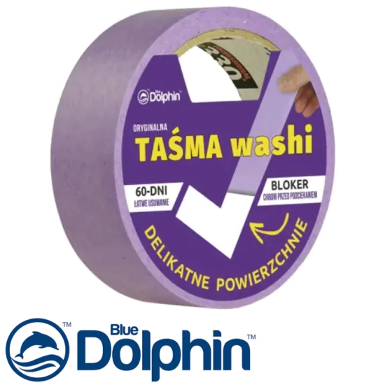 Лента малярная Blue Dolphin Washi 29мм х 25м. Фиолетовая. Польша.