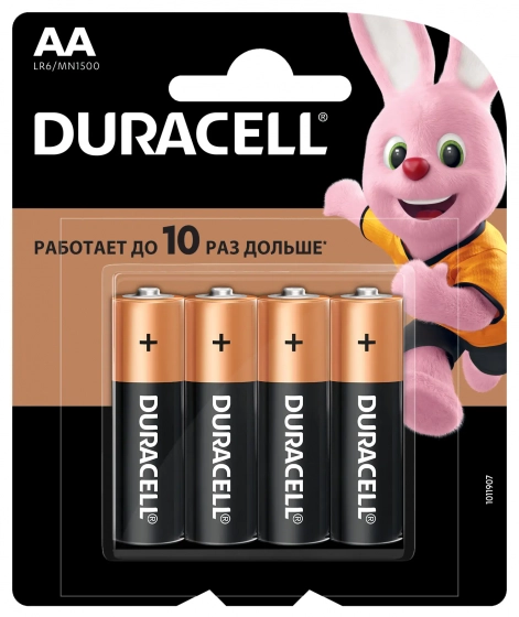 Батарейки DURACELL АА LR6/MN1500 4BP CN 4 шт. Китай.