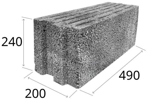 Керамзитобетонный блок 490*200*240. Плотность 650. Новолукомль.