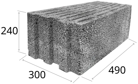 Керамзитобетонный блок 490*300*240. Плотность 650. Новолукомль.