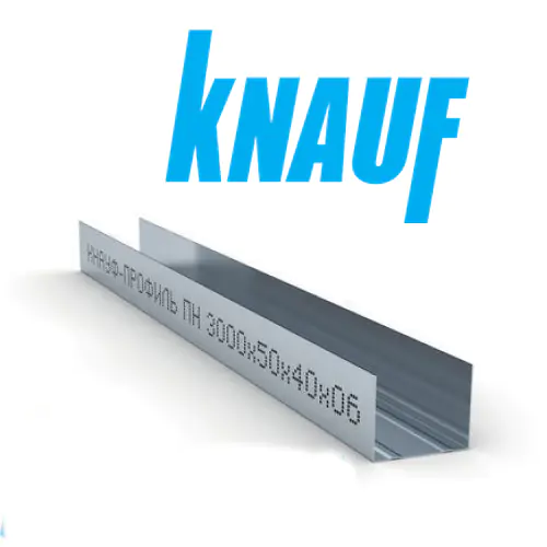 Профиль Knauf для гипсокартона UW 50x40. Длина 3м. Толщина 0,6 мм. РФ.