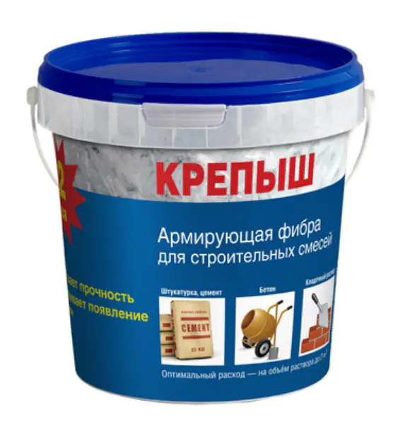Армирующая фибра для сухих строительных смесей Крепыш 0,5 кг. РФ.