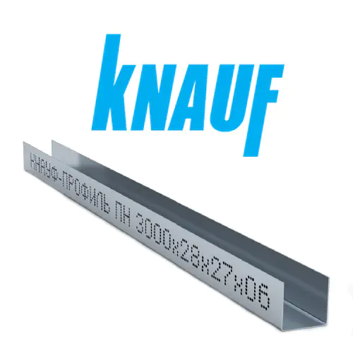 Профиль Knauf для гипсокартона UD 27x28. Длина 3м. Толщина 0,6 мм. РФ.
