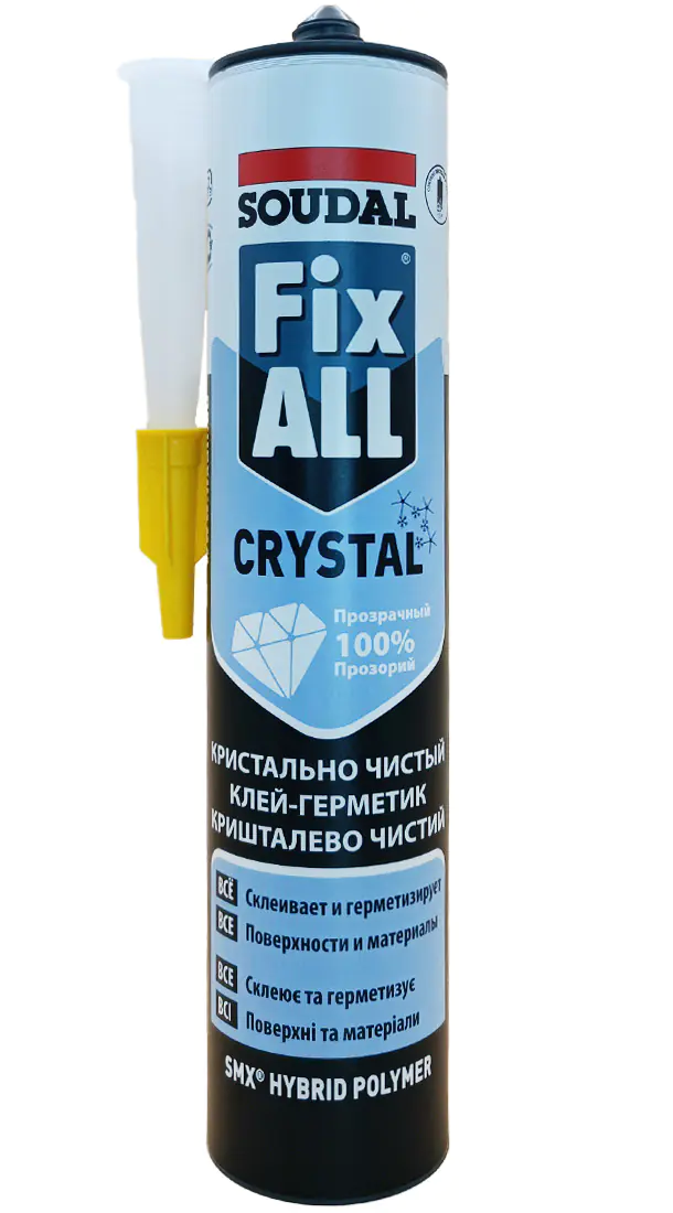 Soudal Fix All Crystal. Прозрачный клей-герметик. 290 мл. Бельгия.
