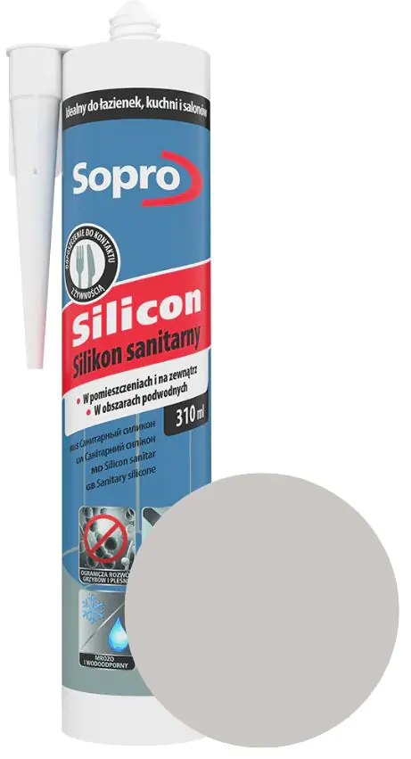Герметик силиконовый Sopro 036. 310 мл. Серебристо-серый 17. Польша.