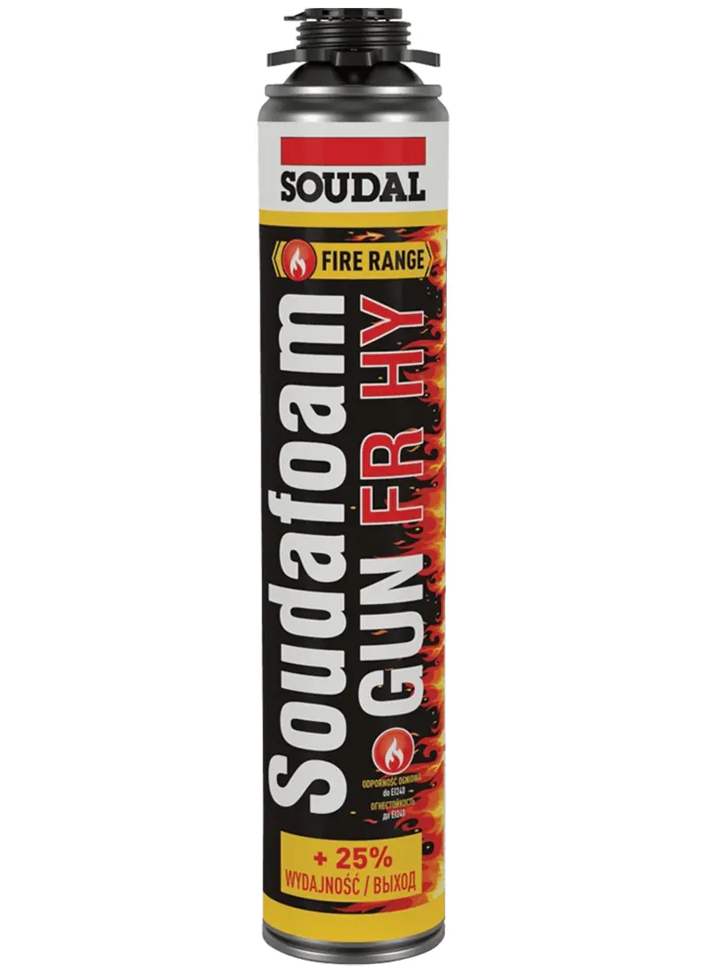 Монтажная пена огнестойкая Soudal Soudafoam FR HY под пистолет 750 мл. Бельгия.